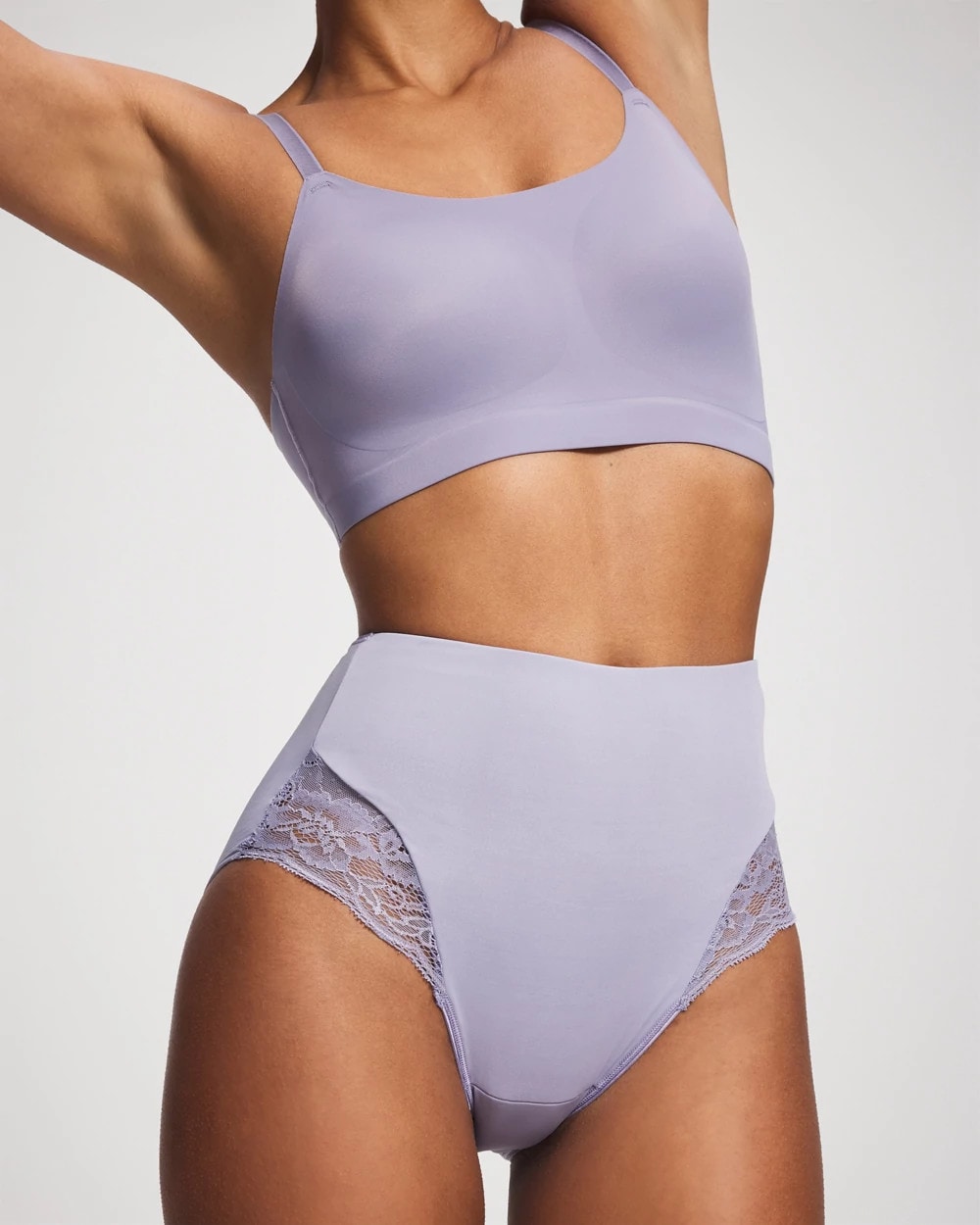 LAVENDER CLOUD - Tummy High-Waist Brief Panty with Lace | Soma
