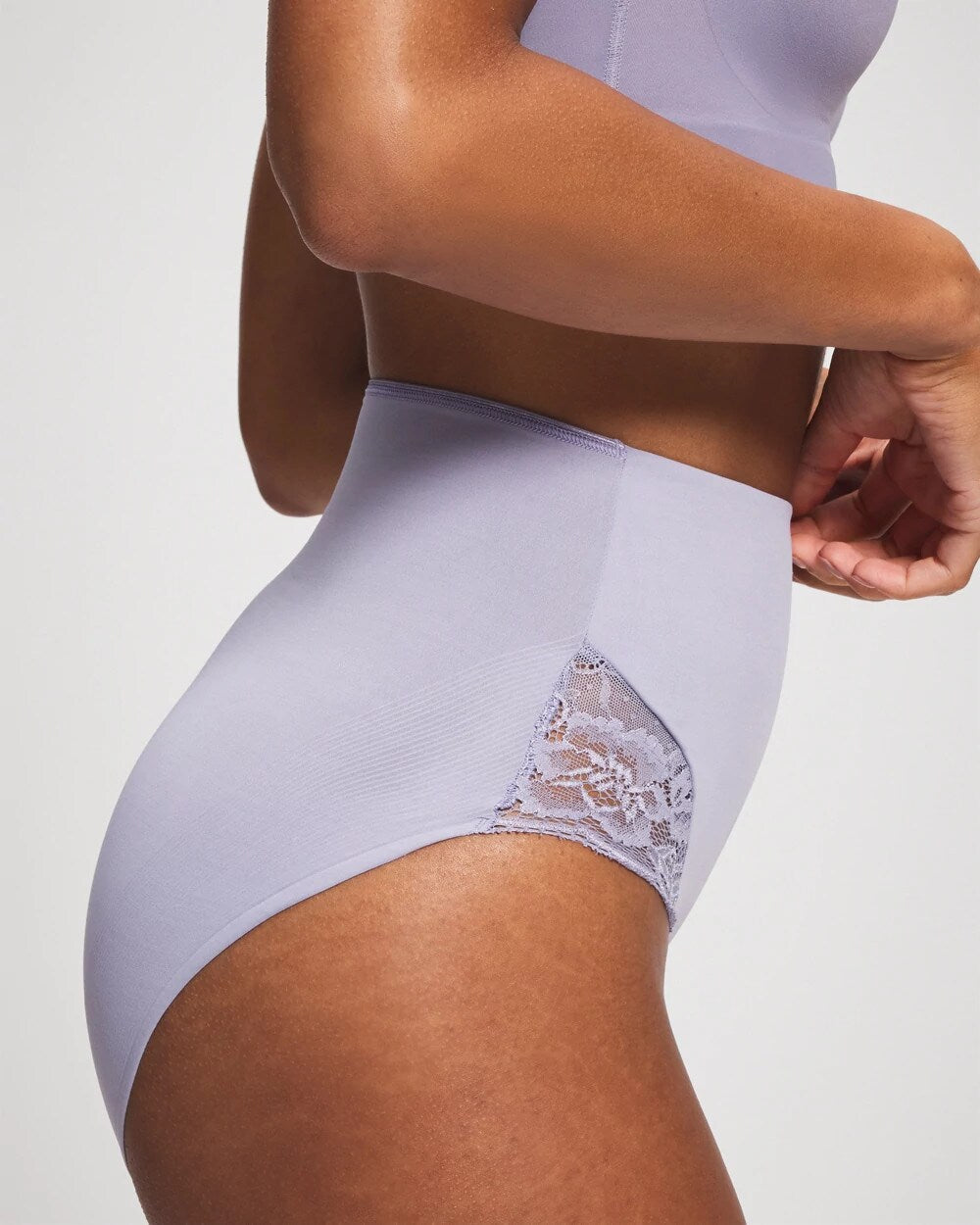LAVENDER CLOUD - Tummy High-Waist Brief Panty with Lace | Soma