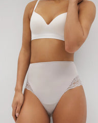 GRAY GLASS - Tummy High-Waist Brief Panty with Lace | Soma