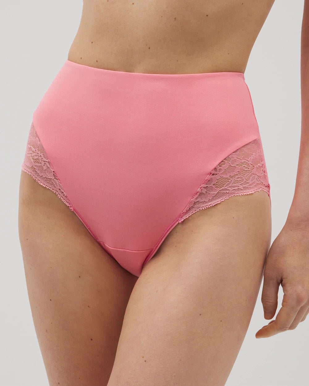 PINK GUAVA - Tummy High-Waist Brief Panty with Lace | Soma