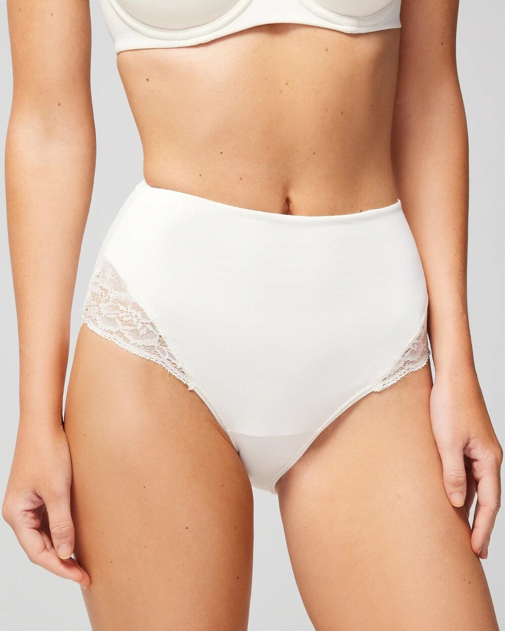 IVORY - High-Waist Brief Panty with Lace | Soma