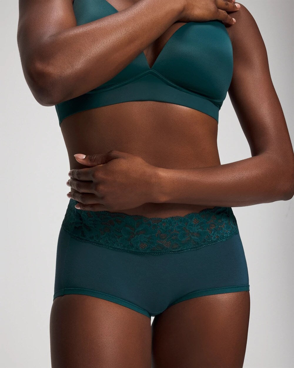 DEEP TEAL W/ DTM FOIL - Brief Panty with Super Soft Signature Lace | Soma
