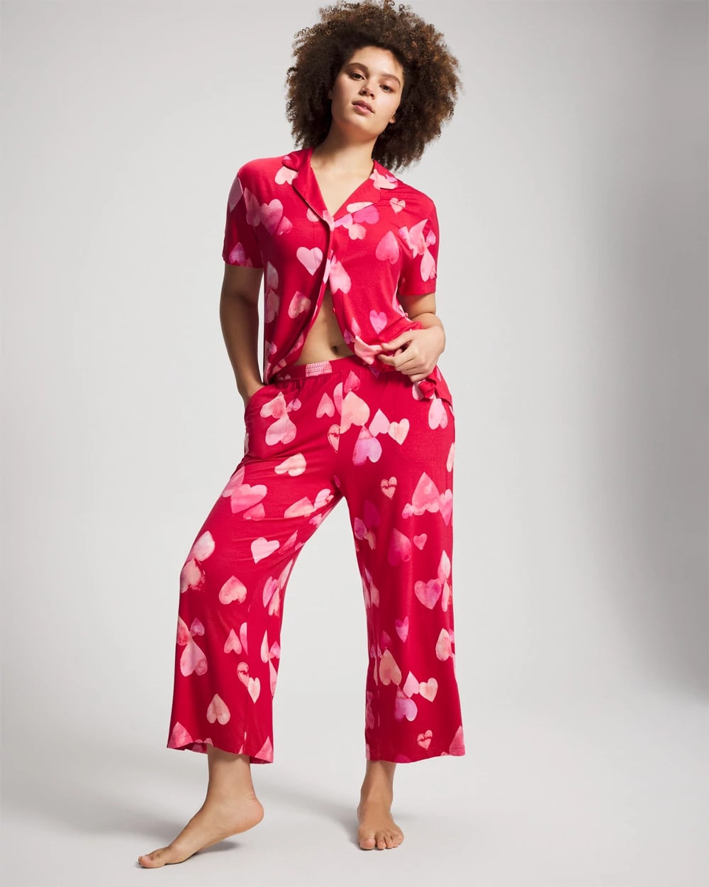 WHOLE LOTTA LOVE RED - Cropped Pajama Pants | Soma