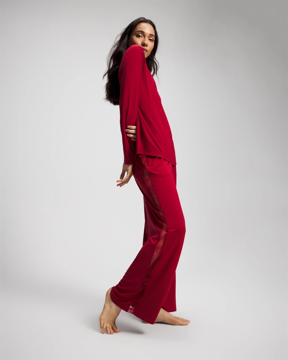 PAINT THE TOWN RED - Lace Long Sleeve Pajama Top | Soma