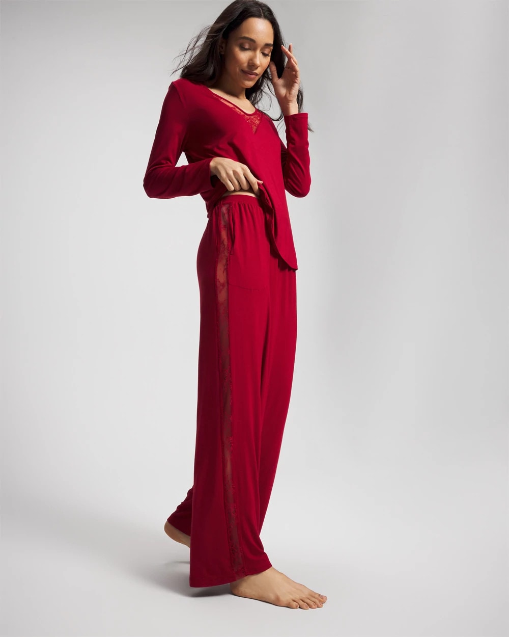 PAINT THE TOWN RED - Lace Relaxed Wide Leg Pajama Pant | Soma
