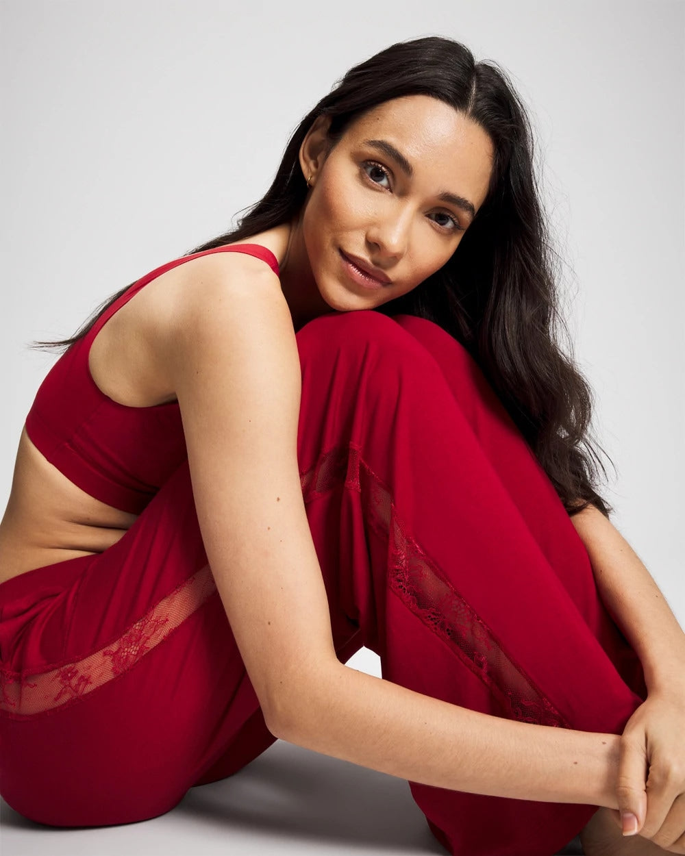 PAINT THE TOWN RED - Lace Relaxed Wide Leg Pajama Pant | Soma