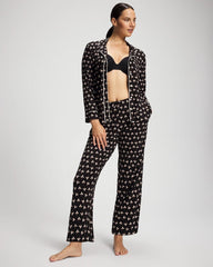 PEACEFUL PETALS BLACK - Ankle Pajama Pant | Soma