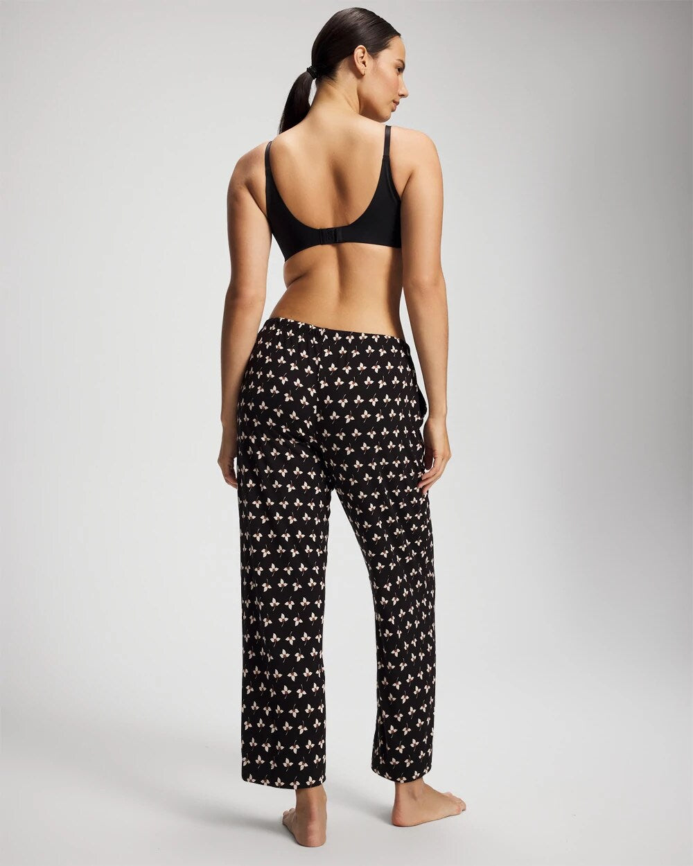 PEACEFUL PETALS BLACK - Ankle Pajama Pant | Soma
