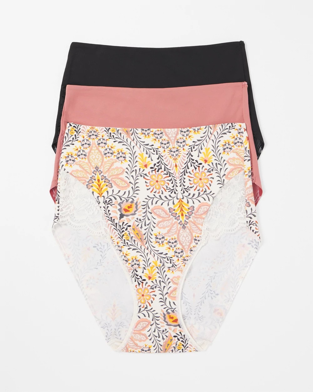 VINE PAISLEY MULTIPACK - Tummy High-Waist Brief Panty with Lace 3 Pack | Soma