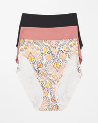 VINE PAISLEY MULTIPACK - Tummy High-Waist Brief Panty with Lace 3 Pack | Soma