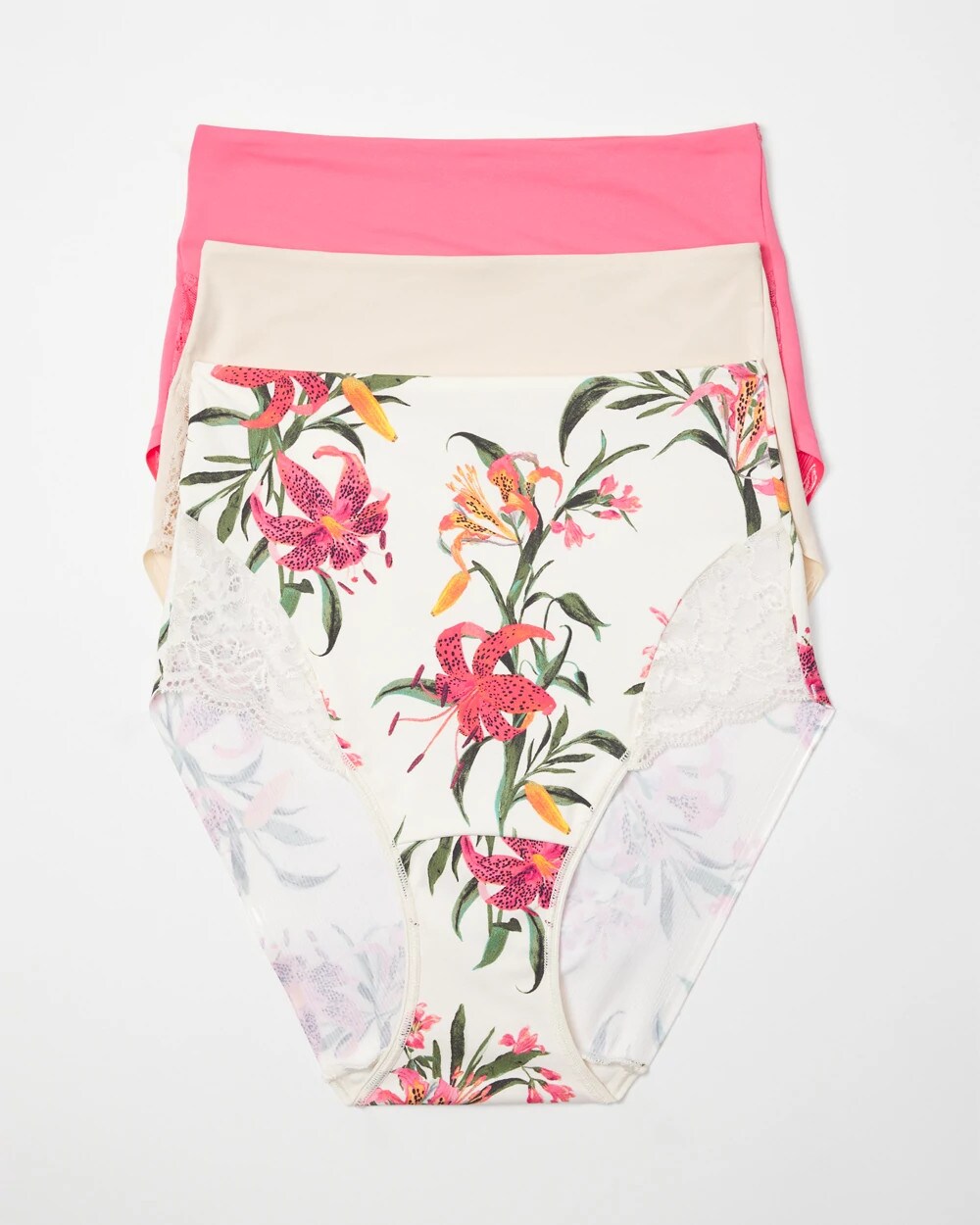 CAMELLIA ROSE MULTIPACK - Tummy High-Waist Brief Panty with Lace 3 Pack | Soma