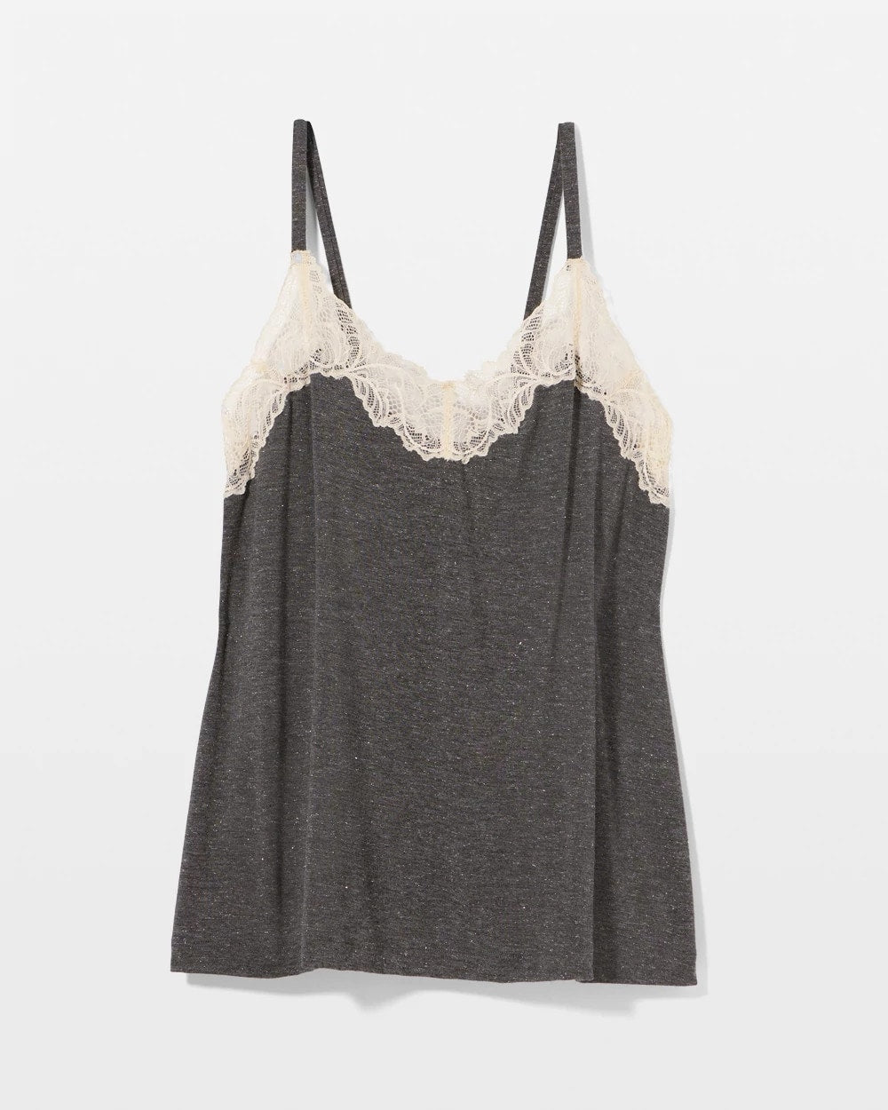 CHARCOAL HEATHER W/ SHINE - Lace Trim Camisole | Soma