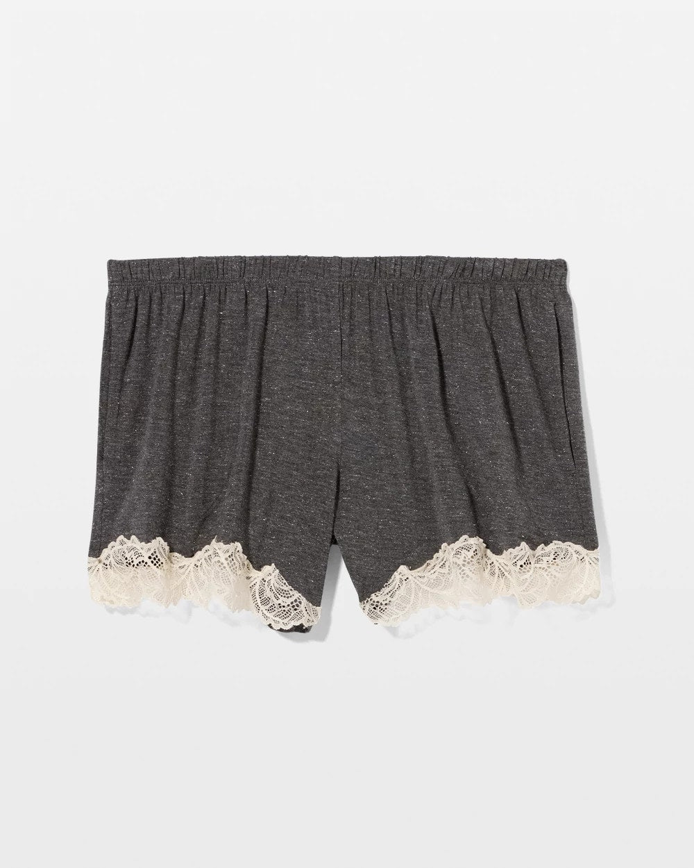 CHARCOAL HEATHER W/ SHINE - Lace Trim Pajama Short | Soma