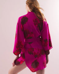 VA VA BLOOMS PINK - Silk Chiffon Short Robe | Soma