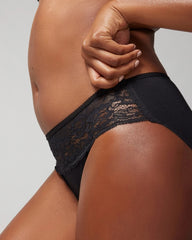 BLACK - Cotton Blend Hipster Panty with Lace | Soma
