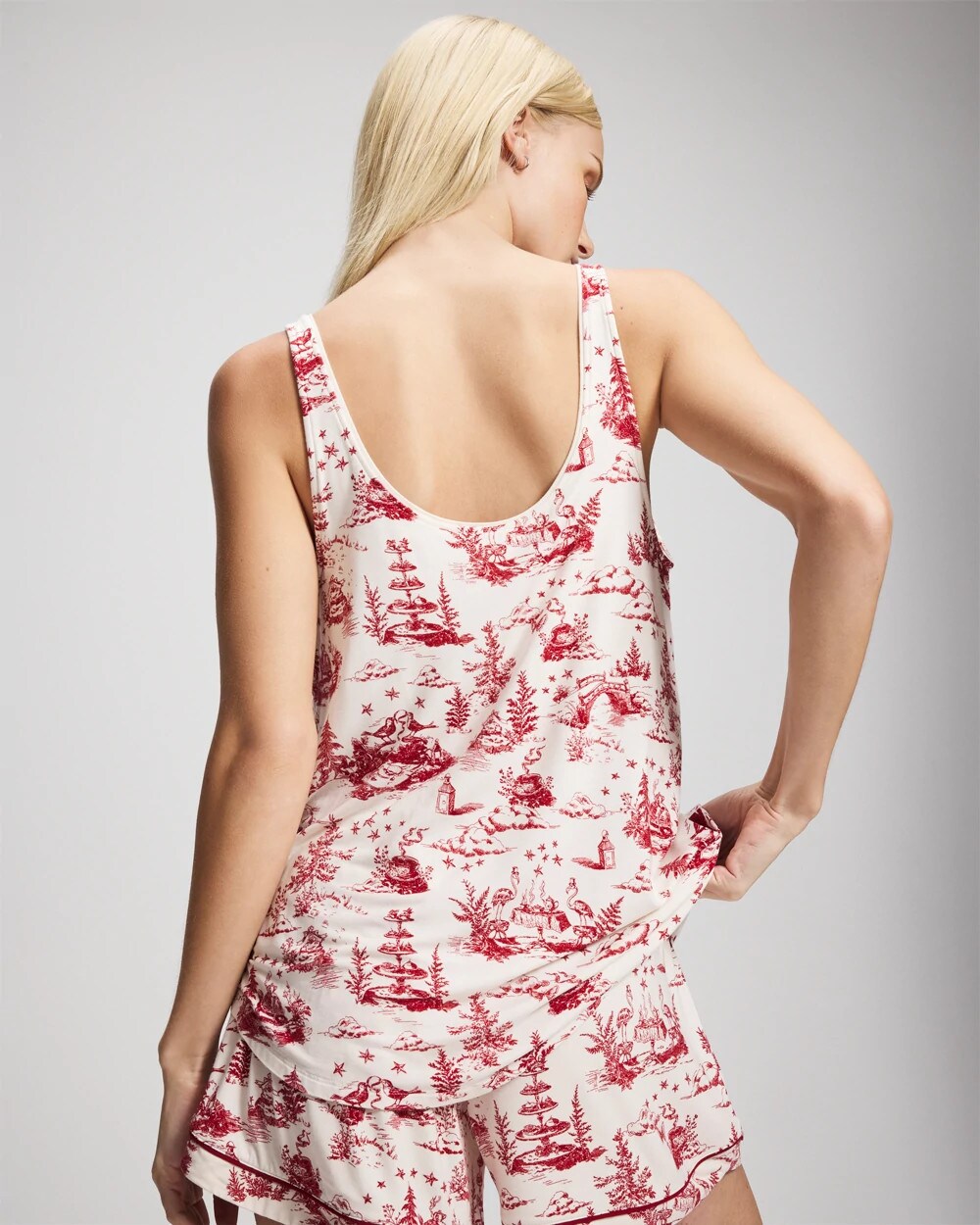 ENCHANTED TOILE CHAMPAGNE - Pajama Tank With Piping | Soma