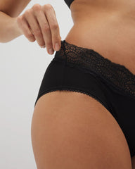 BLACK - Embraceable Hipster Panty with Crochet Lace Waist | Soma