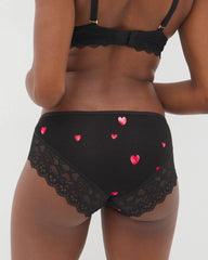 FLOATING HEARTS BLACK RED - Hipster Panty with Enchanting Lace | Soma