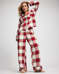 WINTER PLAID RED - Long-Sleeve Notch Collar Pajama Top | Soma