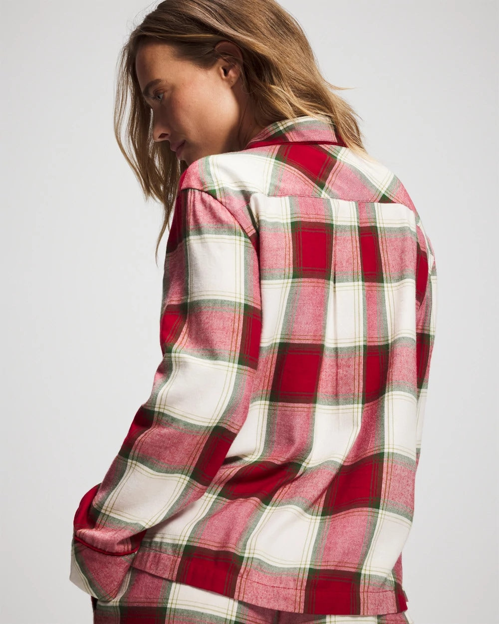 WINTER PLAID RED - Long-Sleeve Notch Collar Pajama Top | Soma