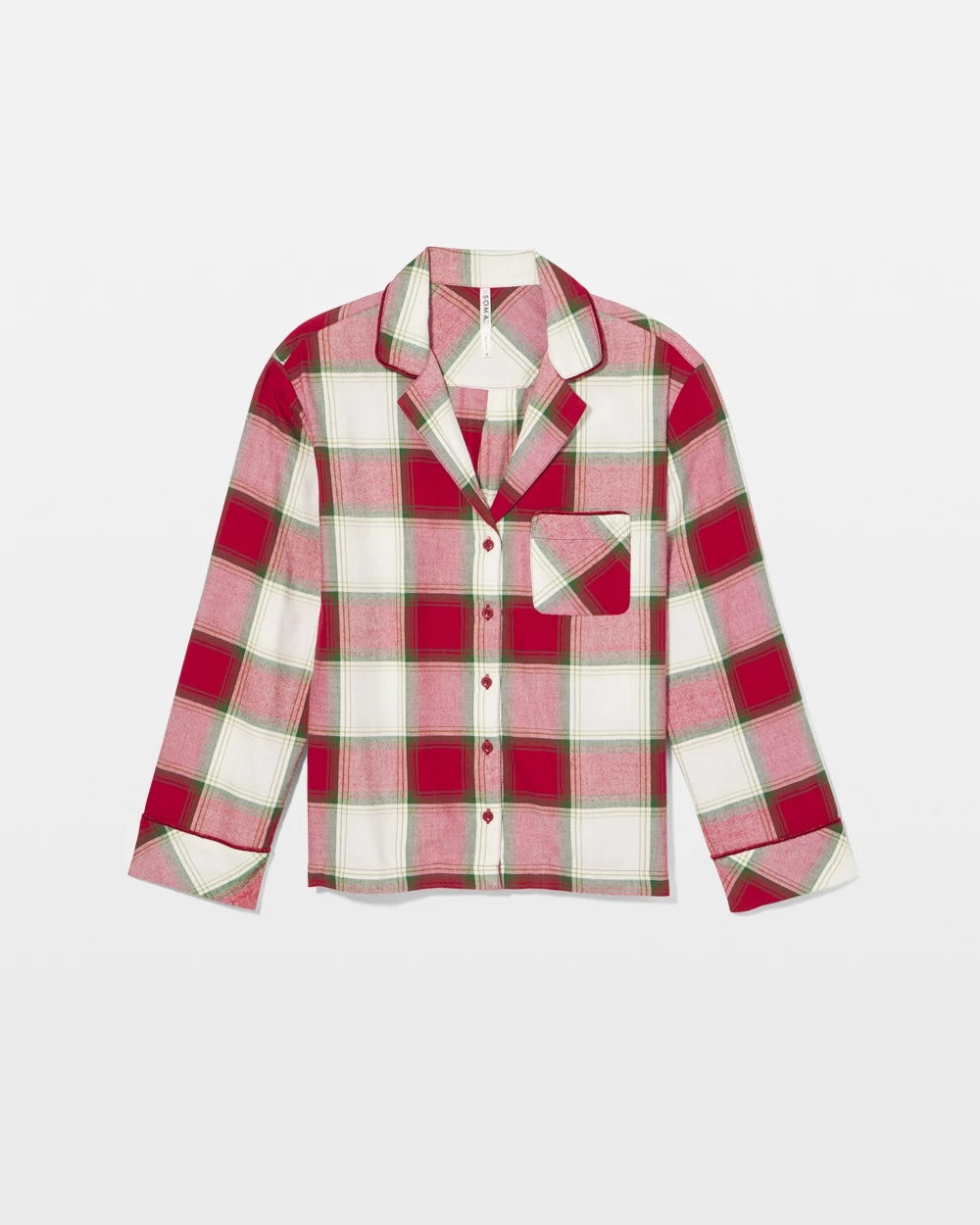 WINTER PLAID RED - Long-Sleeve Notch Collar Pajama Top | Soma
