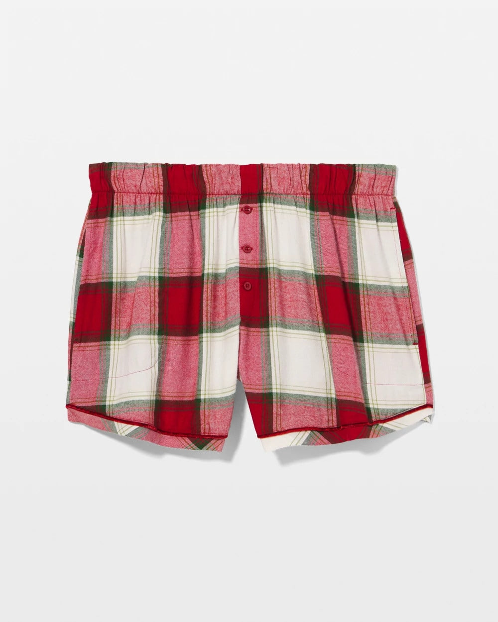 WINTER PLAID RED - Velvet Piped Boxer Pajama Short | Soma