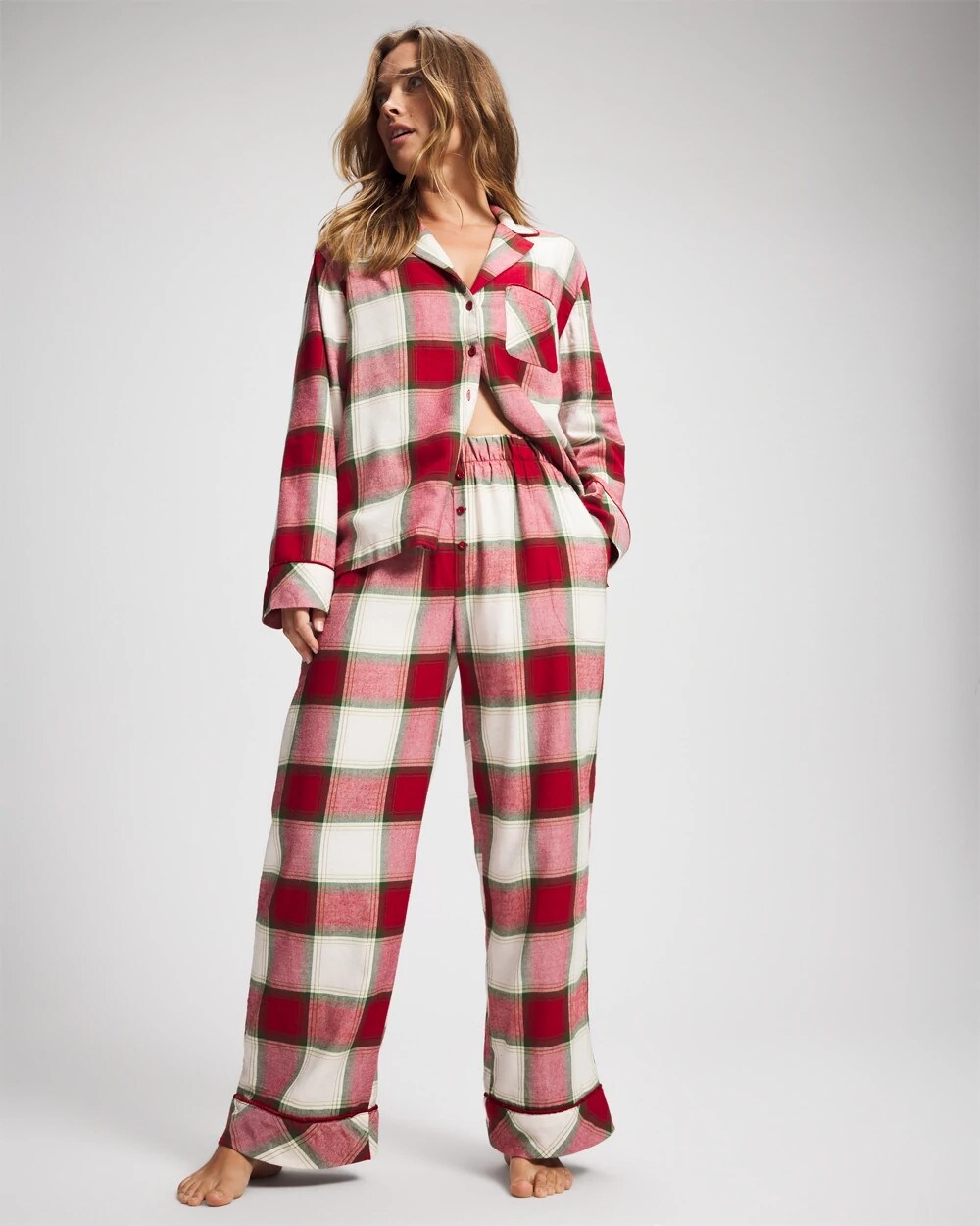 WINTER PLAID RED - Velvet Piped Relaxed Pajama Pant | Soma