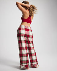 WINTER PLAID RED - Velvet Piped Relaxed Pajama Pant | Soma