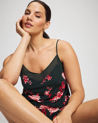 COTTAGE FLORAL GREEN - Mesh Trim Pajama Cami | Soma
