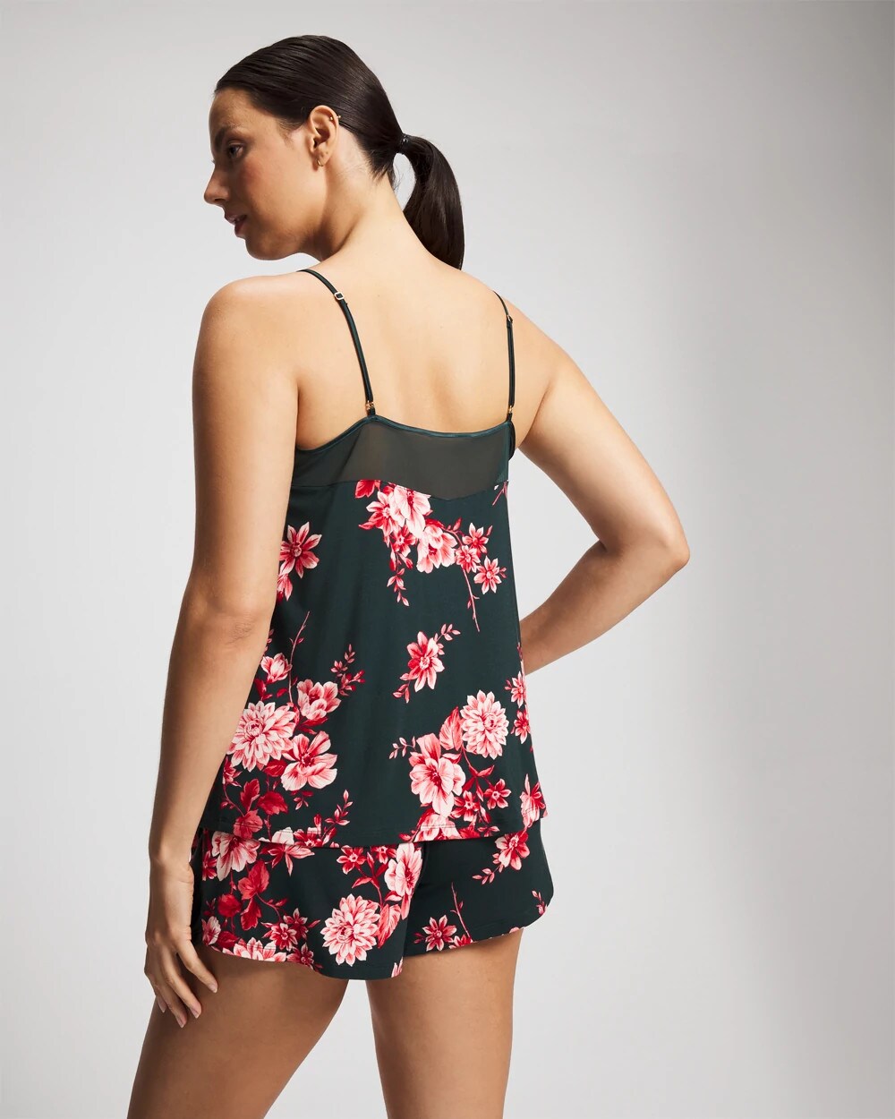 COTTAGE FLORAL GREEN - Mesh Trim Pajama Cami | Soma
