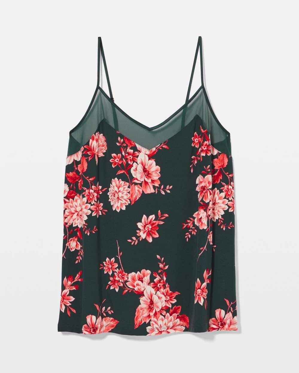 COTTAGE FLORAL GREEN - Mesh Trim Pajama Cami | Soma