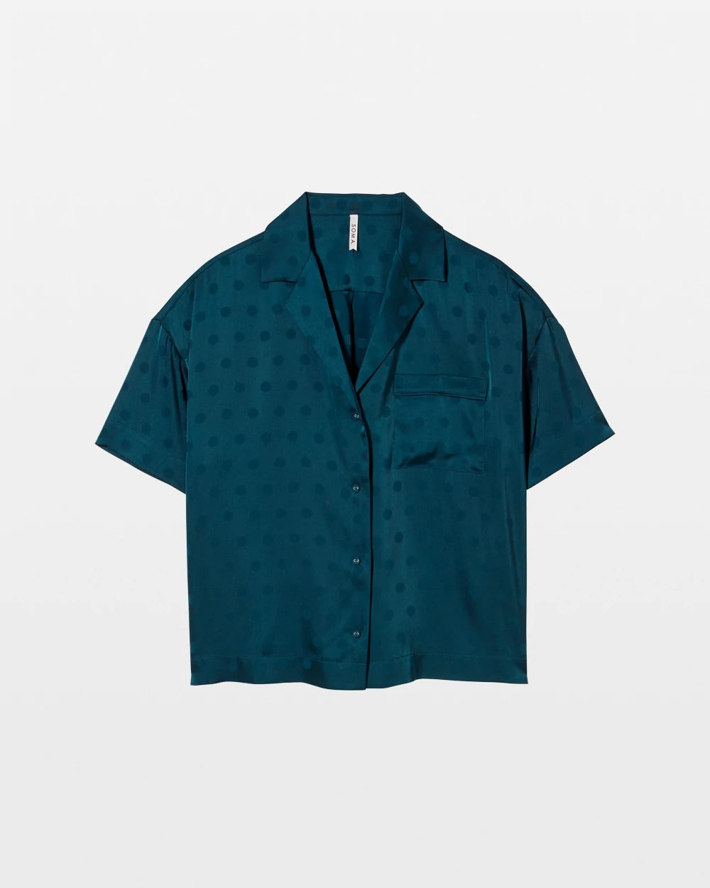 DRAMA DOTS DARK HARBOUR - Jacquard Dot Relaxed Notch Collar Pajama Top | Soma