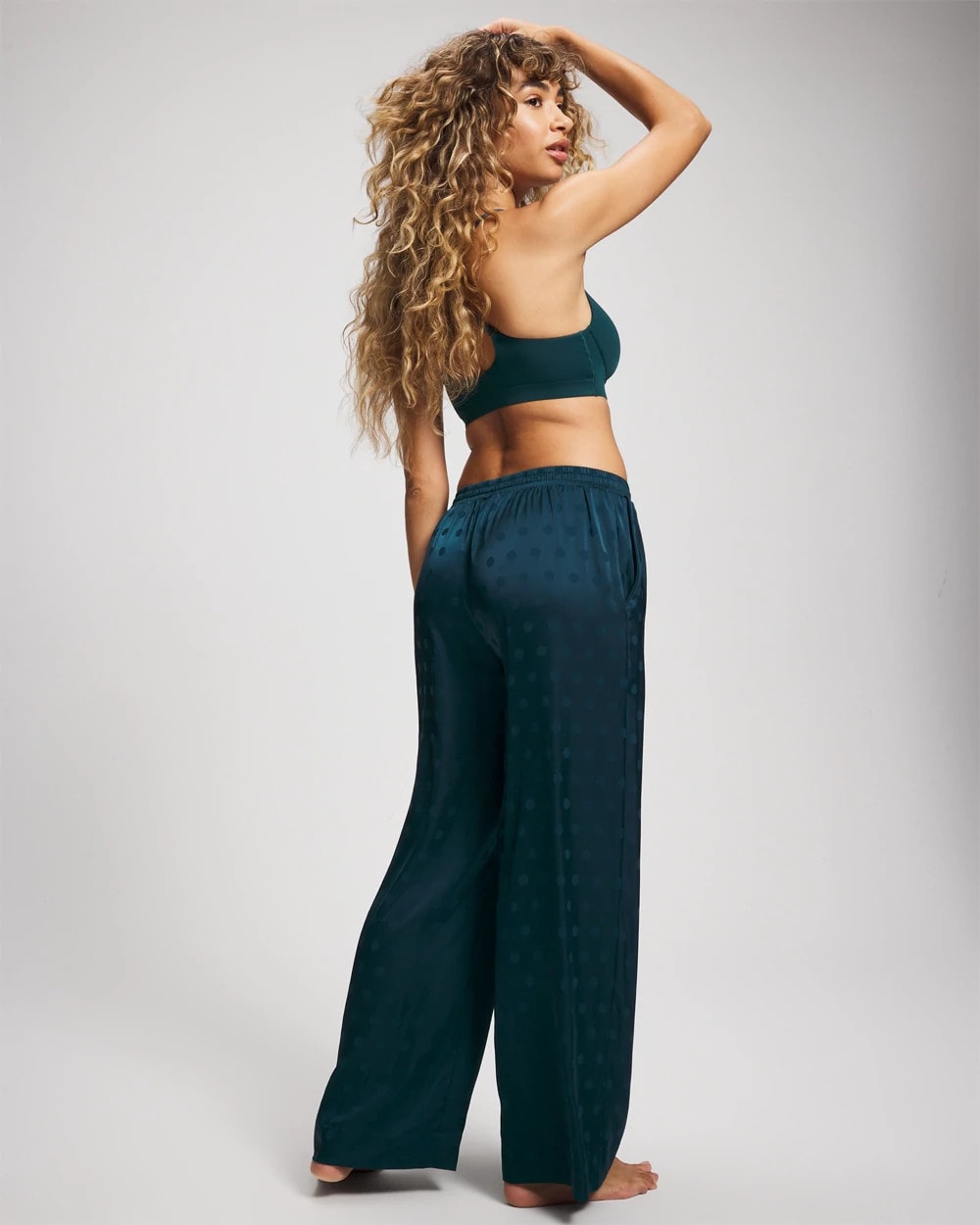 DRAMA DOTS DARK HARBOUR - Jacquard Dot Satin Relaxed Pant | Soma