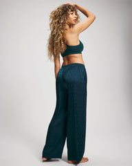 DRAMA DOTS DARK HARBOUR - Jacquard Dot Satin Relaxed Pant | Soma