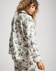 ENCHANTED TOILE GREEN - Long-Sleeve Notch Collar Pajama Top | Soma