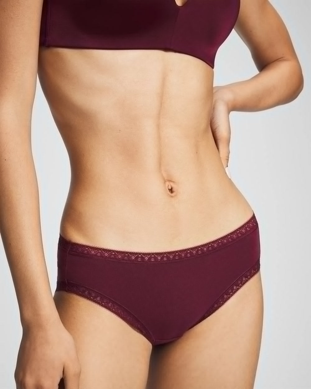 VELVET PLUM - Cotton Hipster Panty with Lace Trim | Soma