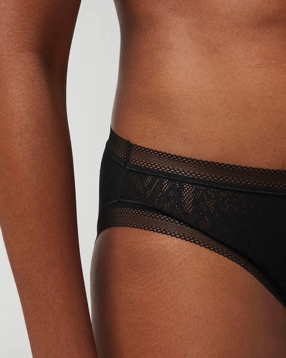 BLACK - Soma Hipster Panty with Stretch Lace | Soma