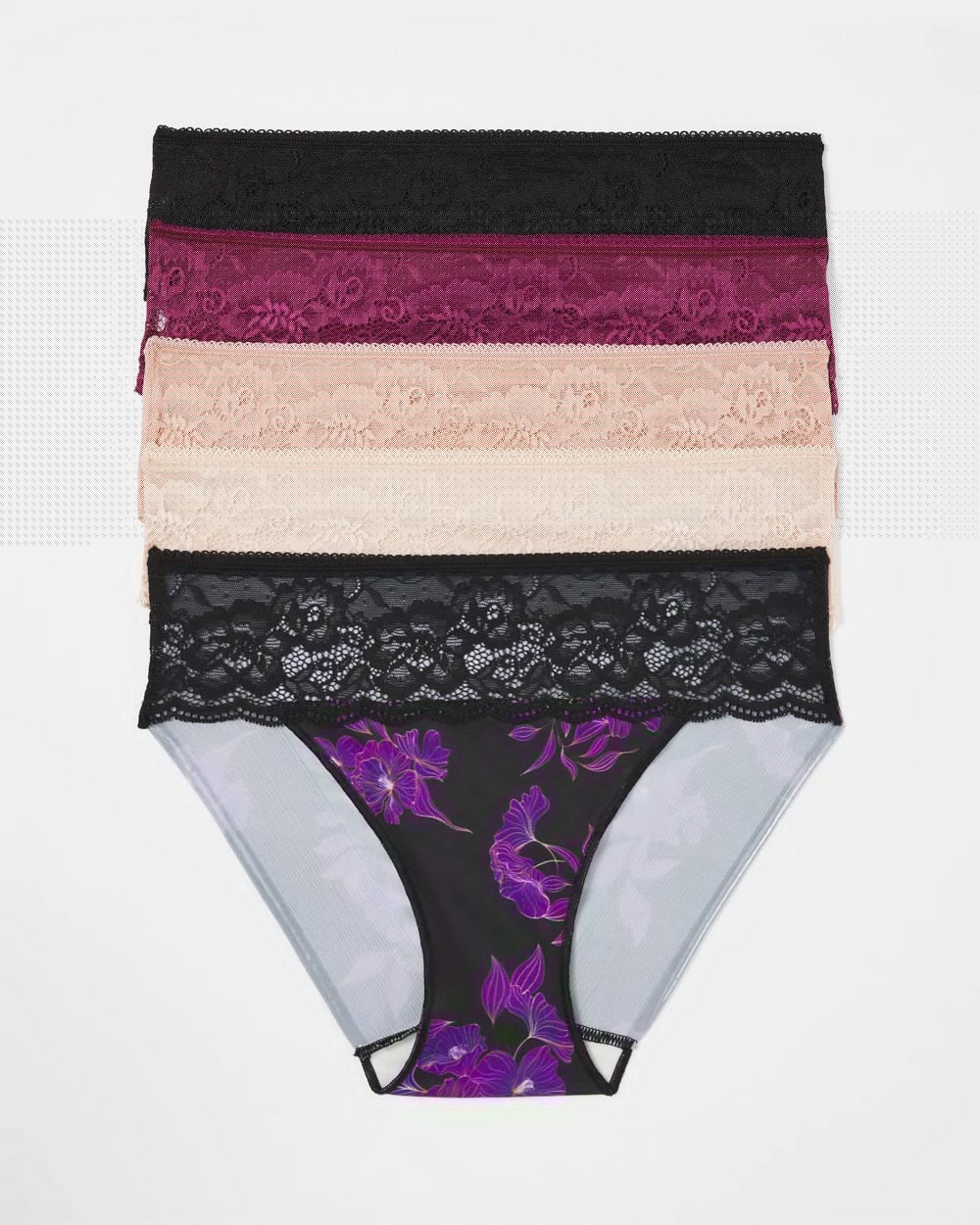 POMEGRANATE WINE MULTI PK - Edge Hipster Panty with Lace 5 Pack | Soma