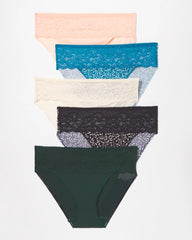 LUSH EMERALD MULTI PACK - Edge Hipster Panty with Lace 5 Pack | Soma