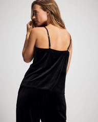 BLACK - Velvet Lace Trim Pajama Cami | Soma