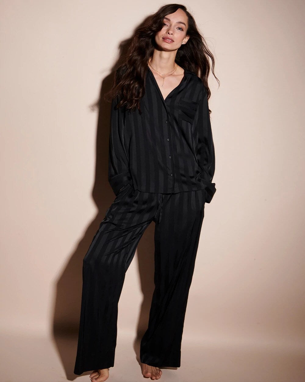 BLACK - Shadow Stripe Pajama Pant | Soma