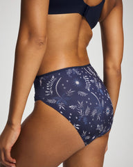 BOTANICAL TILE NAVY M - Edge High-Leg Panty with Lace | Soma