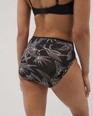 PLUMERIA BLOOMS BLK CH - Edge High-Leg Panty with Lace | Soma