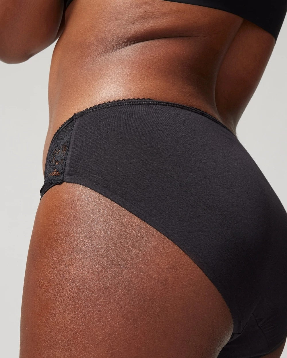 BLACK - Cotton Blend High-Leg Panty with Lace | Soma