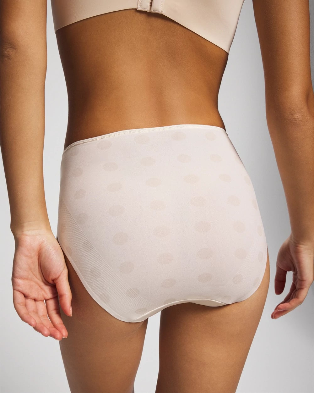 DRAMA DOTS CHAMPAGNE - Tummy High-Leg Brief Panty with Lace | Soma