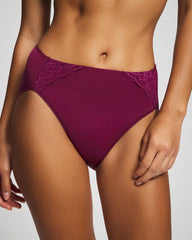 POMEGRANATE WINE - Tummy High-Leg Brief Panty with Lace | Soma