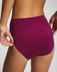 POMEGRANATE WINE - Tummy High-Leg Brief Panty with Lace | Soma