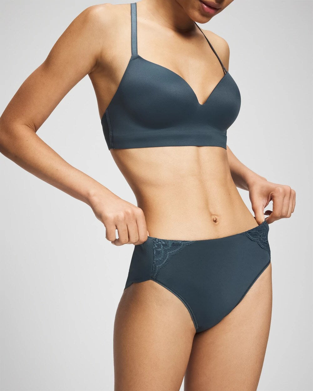 PETROL - Tummy High-Leg Brief Panty with Lace | Soma