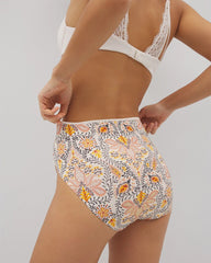 VINE PAISLEY CHAMPAGNE M - Tummy High-Leg Brief Panty with Lace | Soma