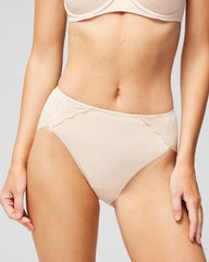 PALE SAND - High-Leg Brief Panty with Lace | Soma